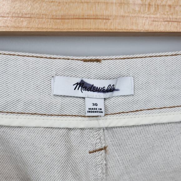 NWT Madewell The Dean Easy Linen Blend Cuffed Hem Twill Pant In Bone Size 30 - Picture 12 of 14